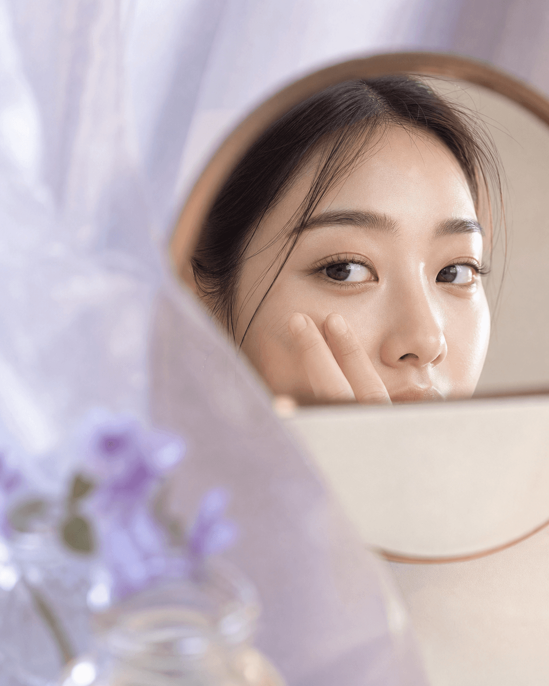 눈밑 피부 고민을 표현한 스킨케어 이미지